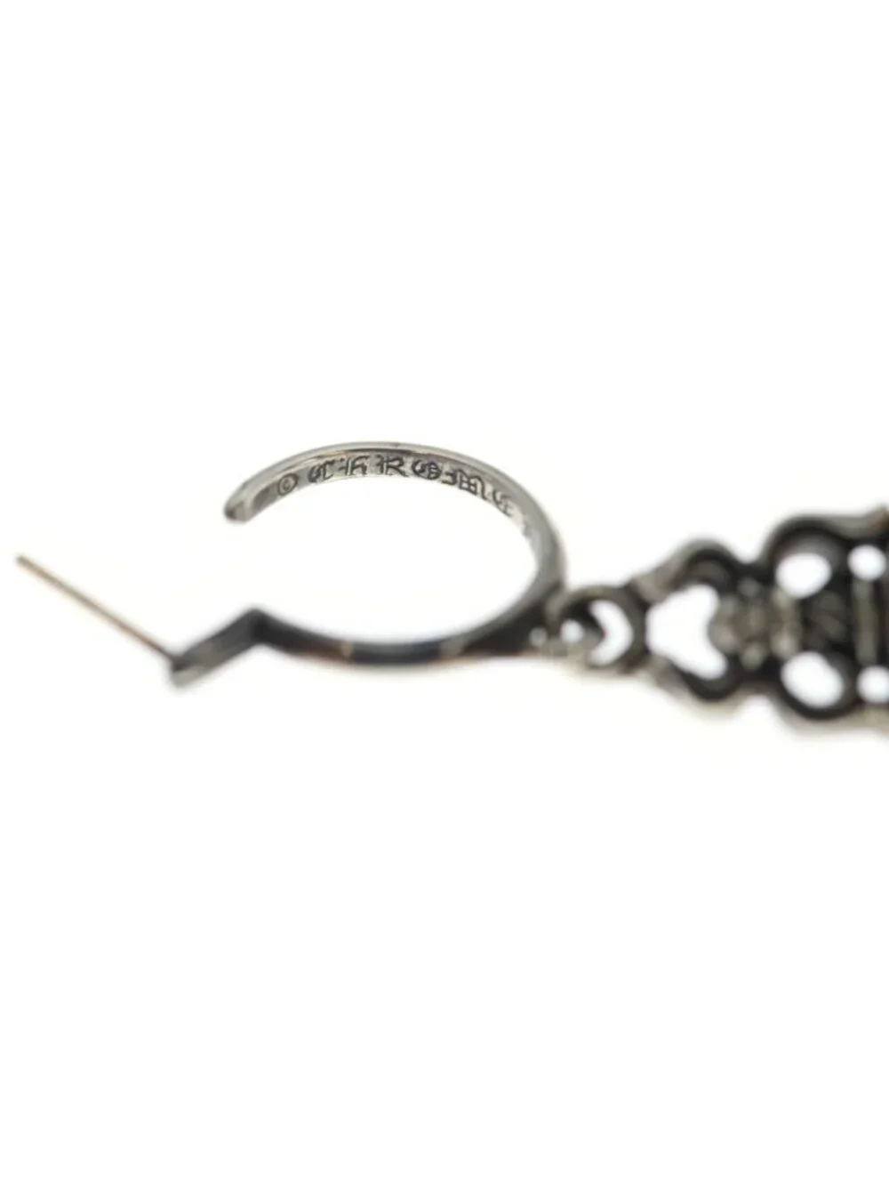 Chrome Hearts No 5 Dagger Hoop Earrings Silver